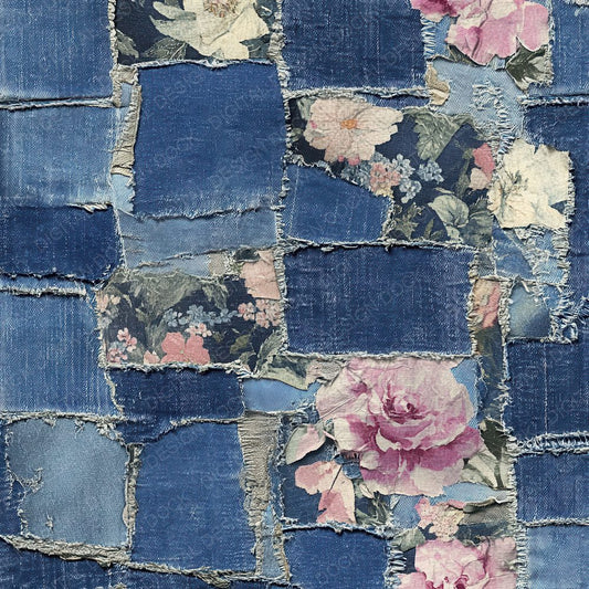 Faded Floral Denim Digital Paper Digital Paper Pack (DDD001645)