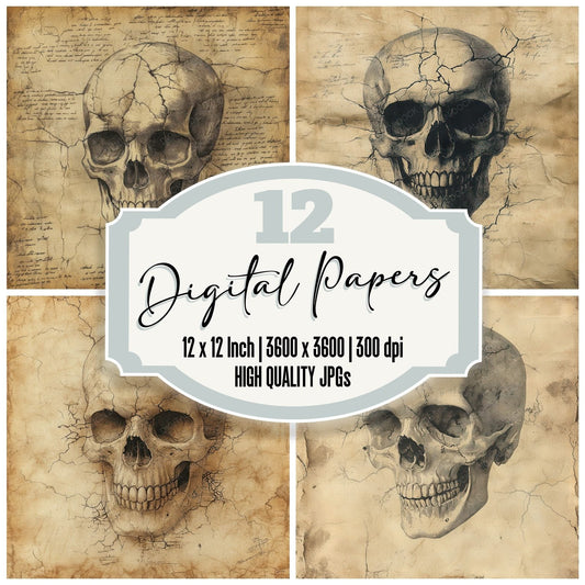 Faded Gothic Skull Digital Paper Pack (DDD001646)