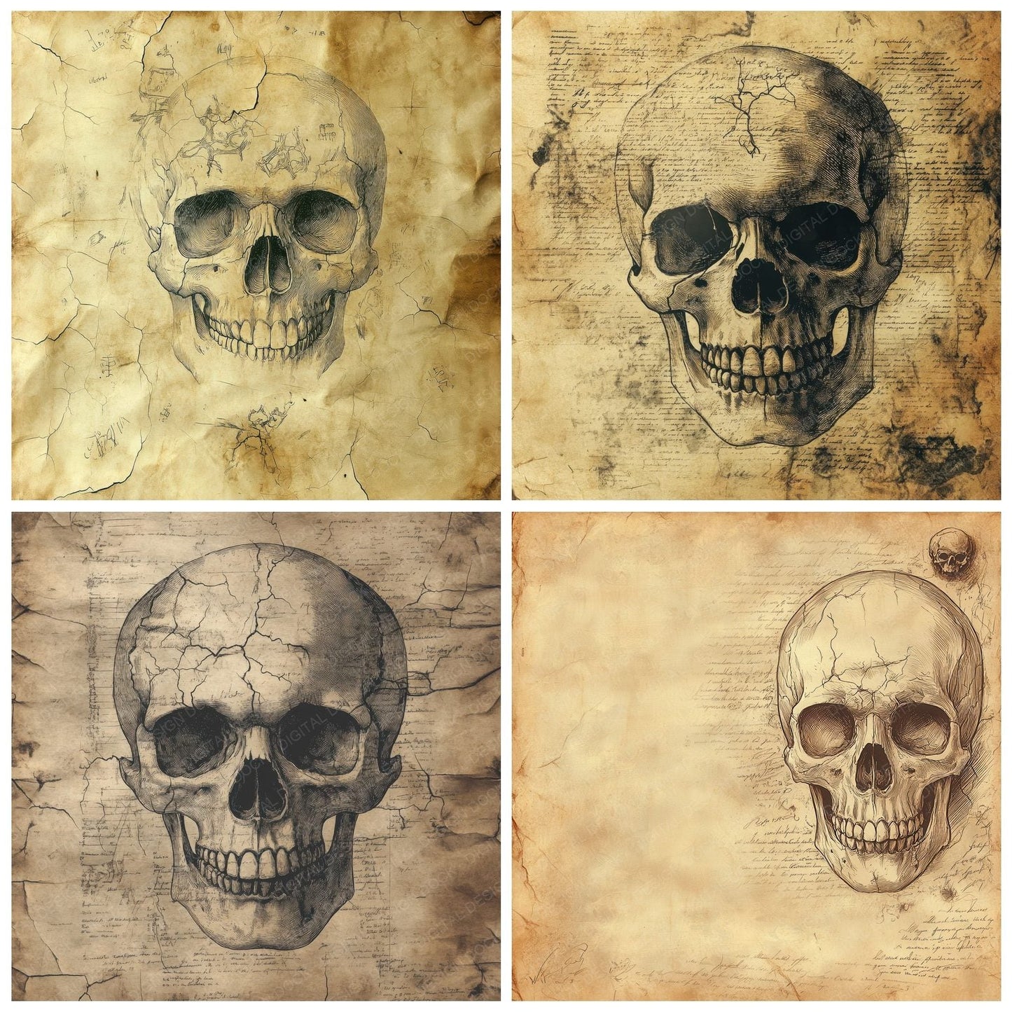 Faded Gothic Skull Digital Paper Pack (DDD001646)