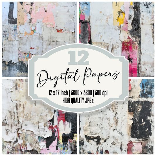 Faded Graffiti Wall Background Digital Paper Pack (DDD001648)