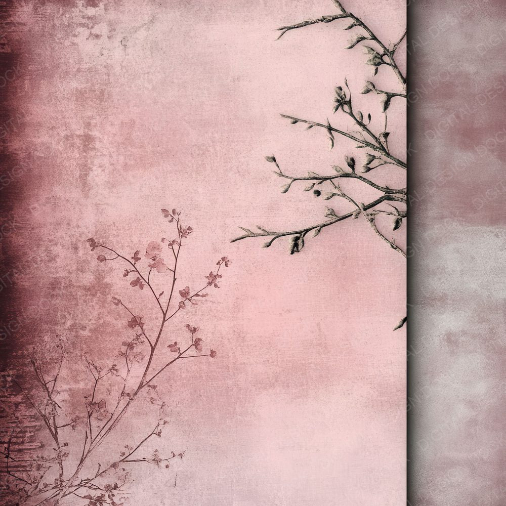 Faded Gritty Pink Floral Background Digital Paper Pack (DDD001651)