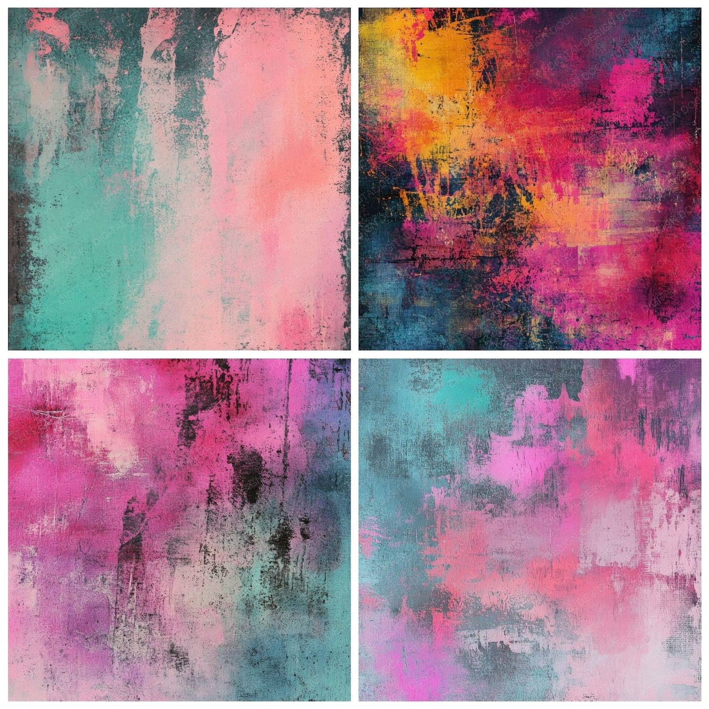 Faded Grunge Neon Future Background Digital Paper Pack (DDD001652)