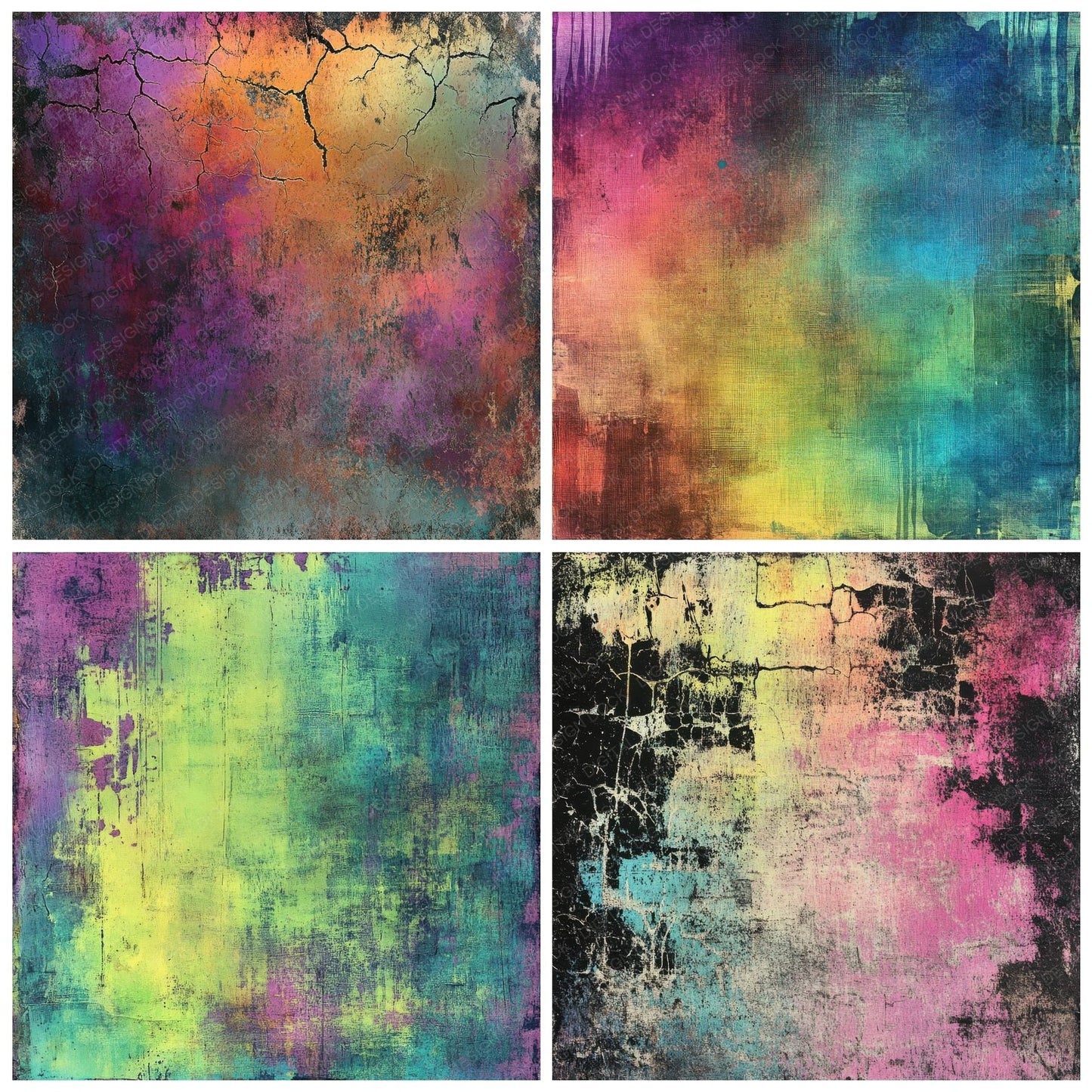 Faded Grunge Neon Future Background Digital Paper Pack (DDD001652)