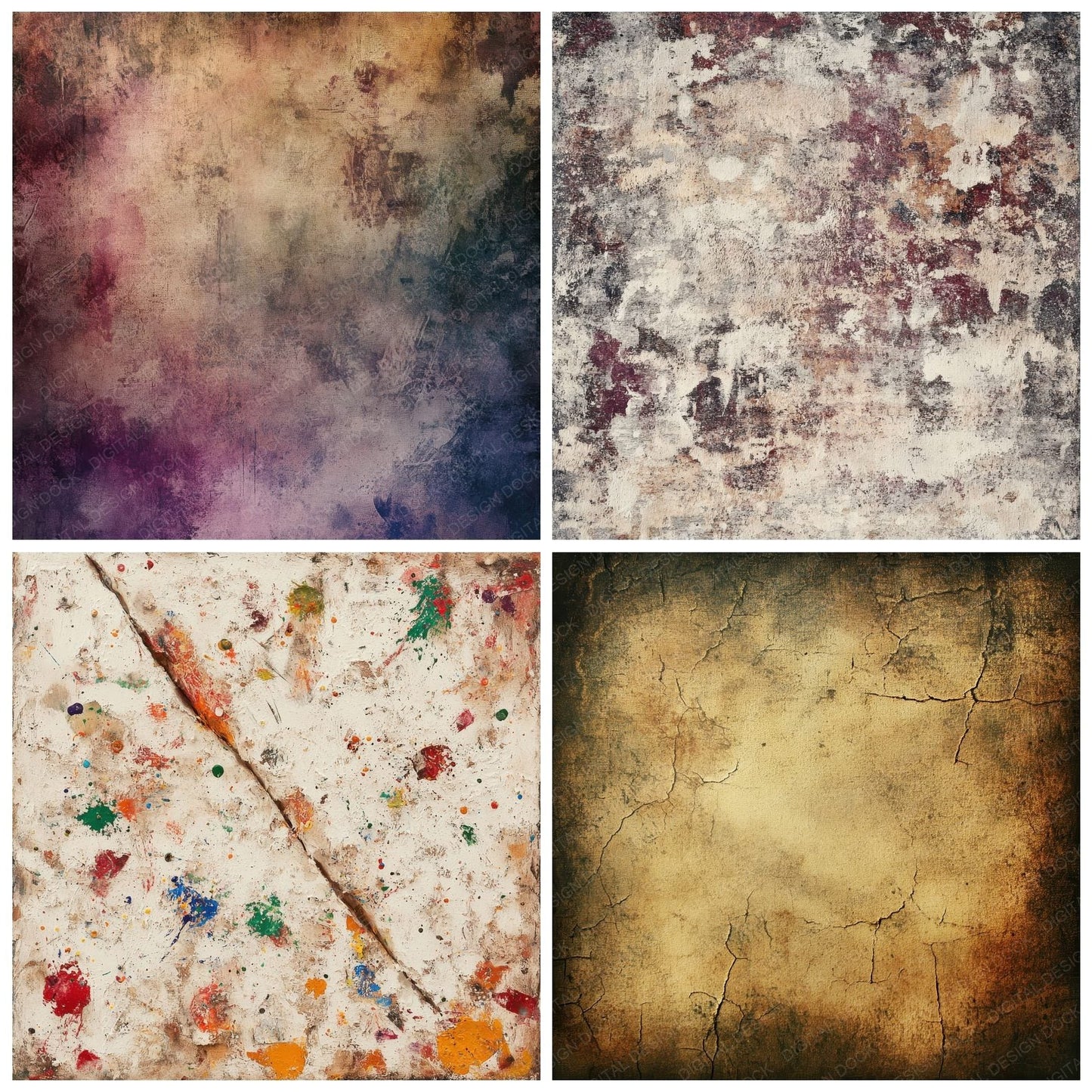 Faded Grunge Paint Splatter Background Digital Paper Pack (DDD001653)