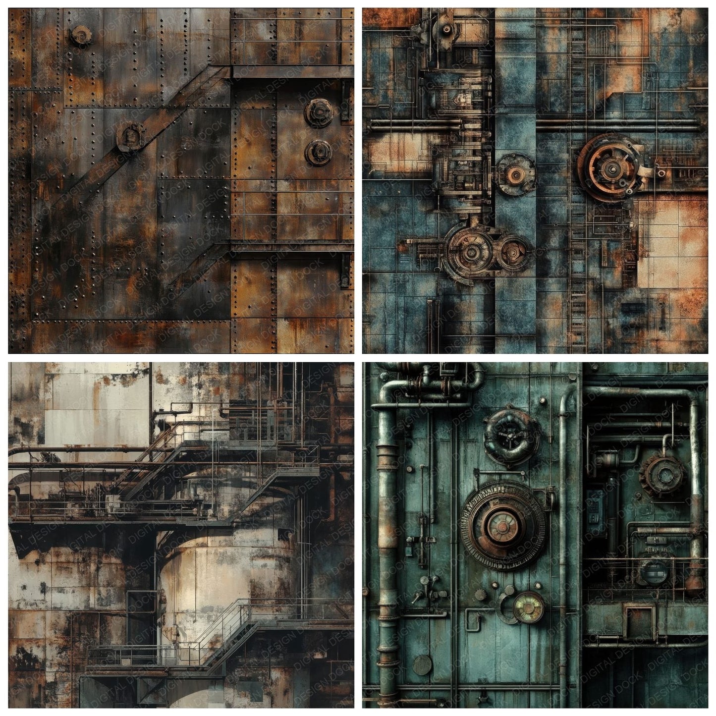 Faded Industrial Metal Background Digital Paper Pack (DDD001656)