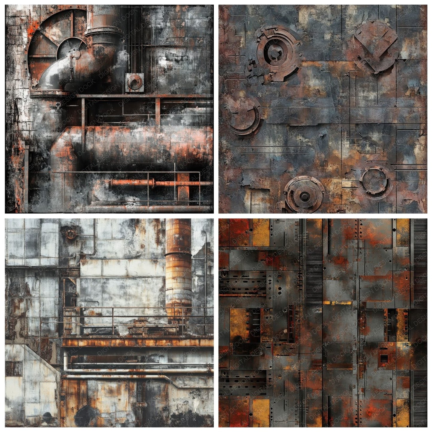Faded Industrial Metal Background Digital Paper Pack (DDD001656)