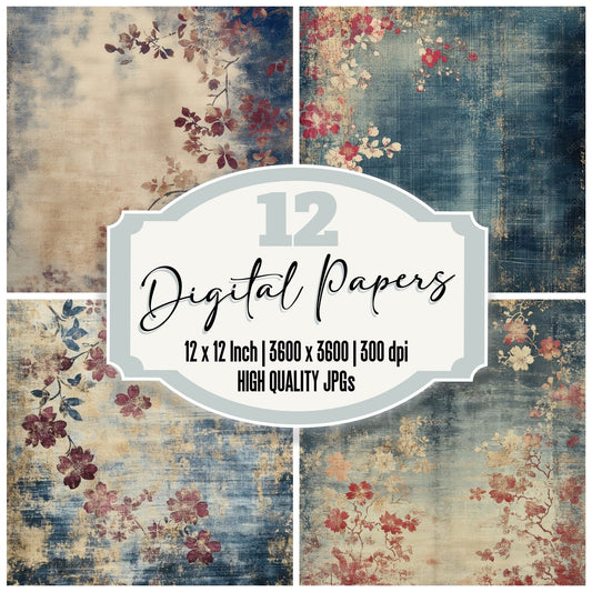 Faded Japanese Kimono Fabric Background Digital Paper Pack (DDD001658)
