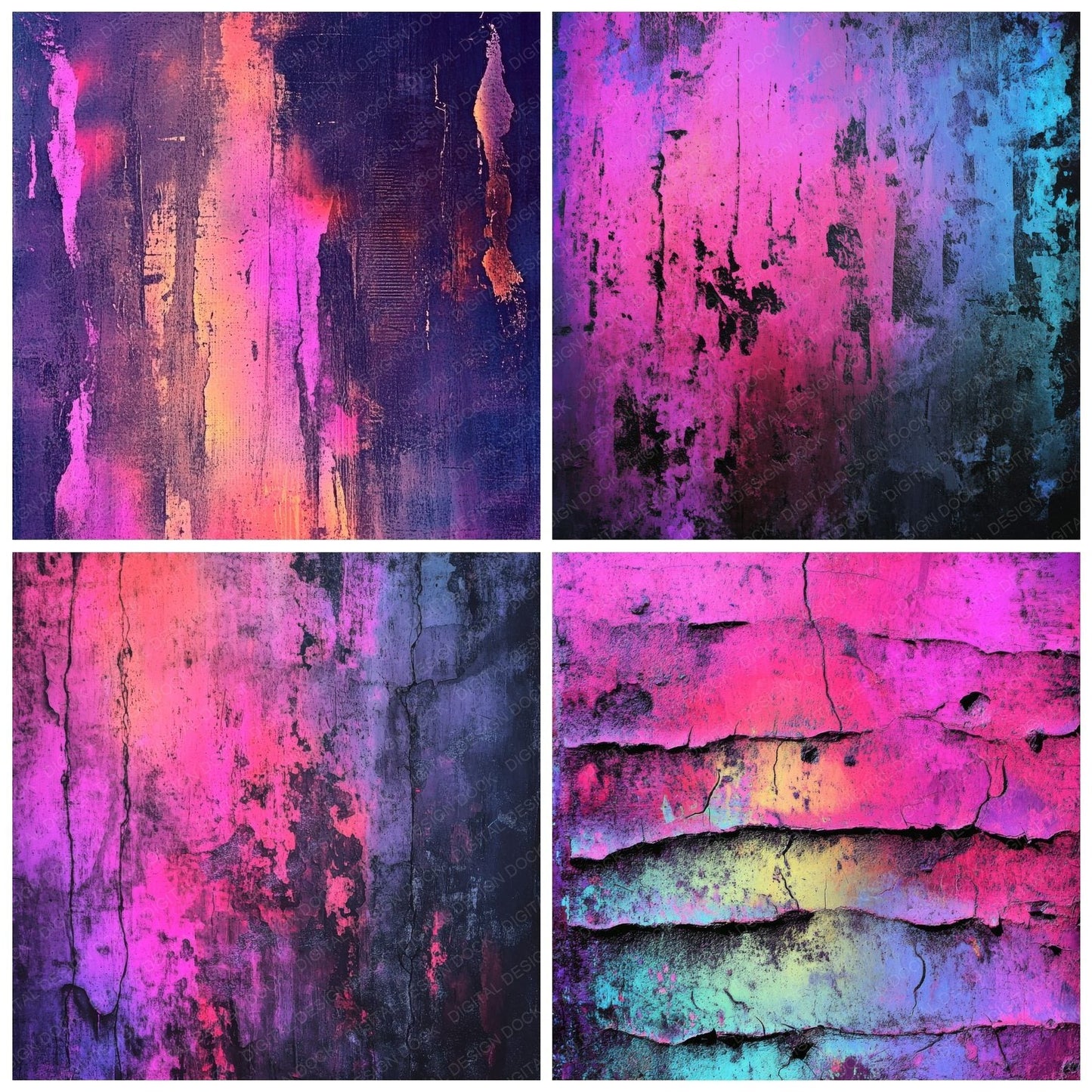 Faded Neon Texture Background Digital Paper Pack (DDD001660)