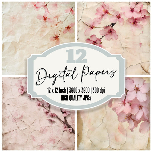 Faded Sakura Washi Background Digital Paper Pack (DDD001665)