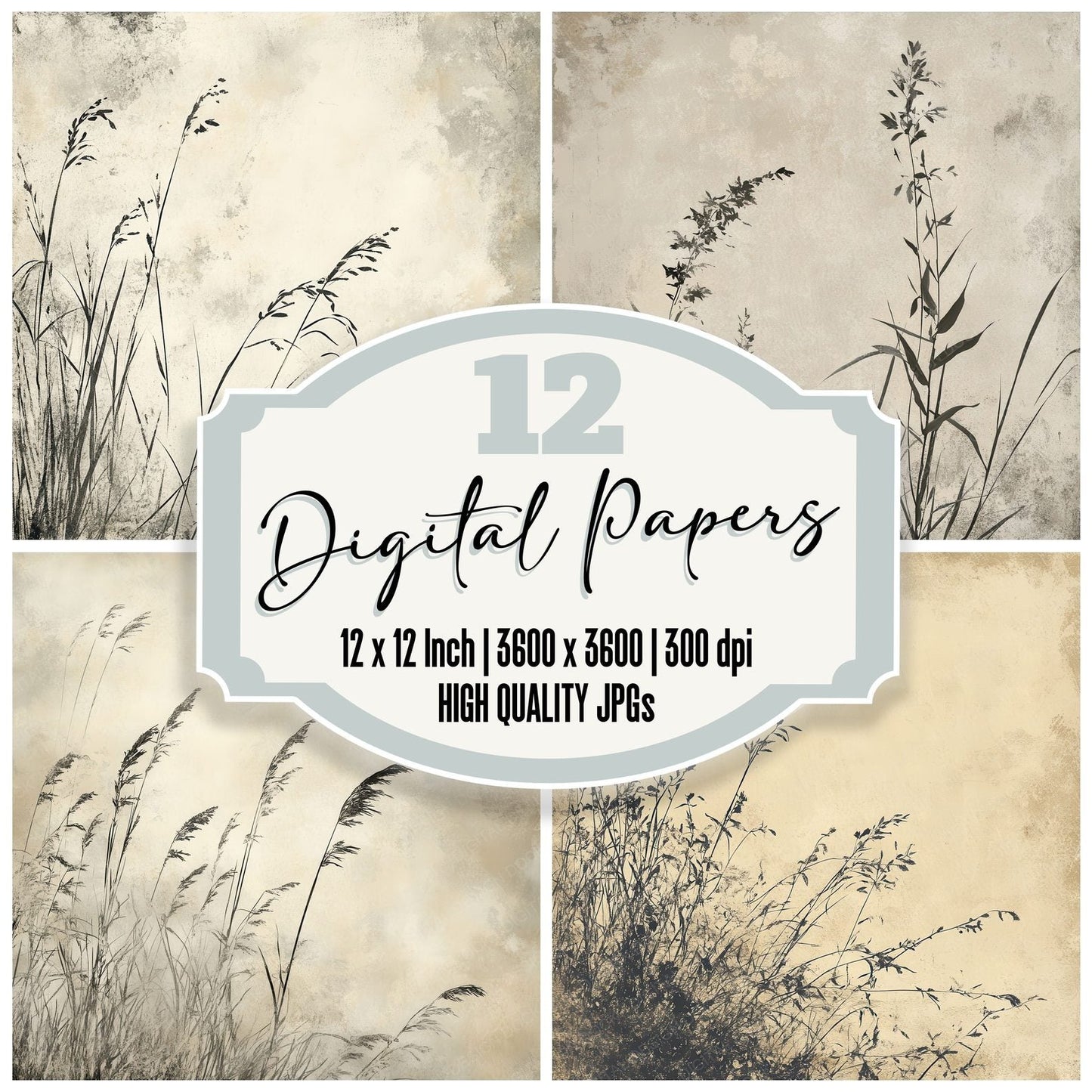 Faded Seagrass Textures Digital Paper Pack (DDD001666)