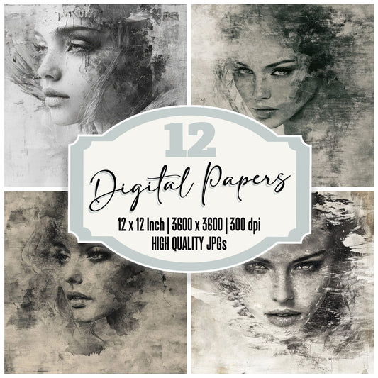 Faded Siren Woman Digital Paper Pack (DDD001667)