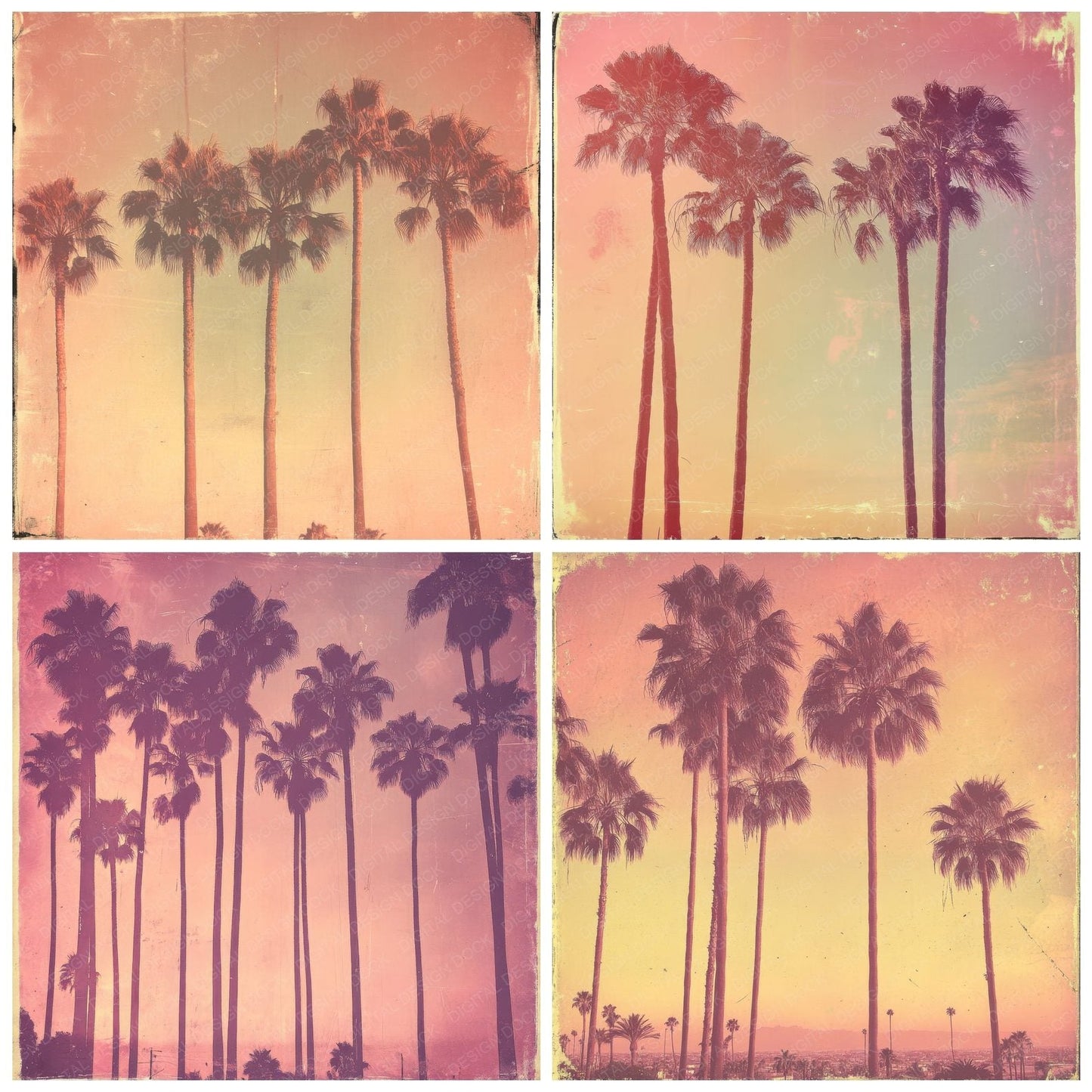 Faded Sunset Palms Digital Paper Pack (DDD001669)