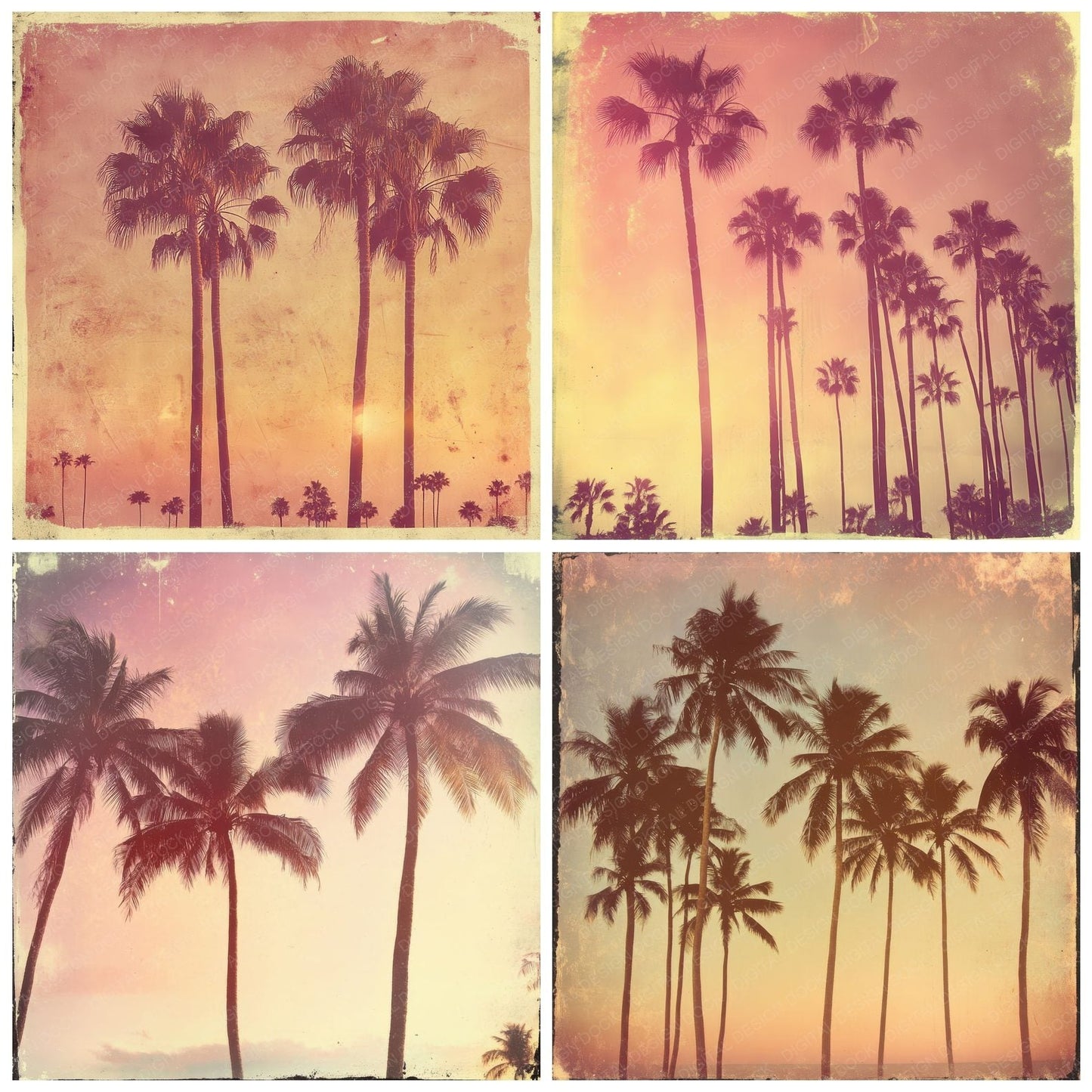 Faded Sunset Palms Digital Paper Pack (DDD001669)