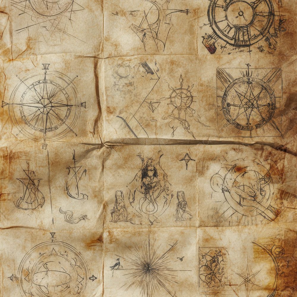 Faded Tarot Symbols Background Digital Paper Pack (DDD001670)