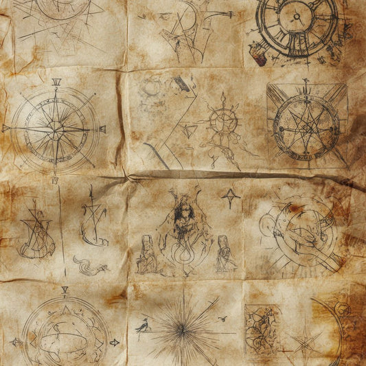 Faded Tarot Symbols Background Digital Paper Pack (DDD001670)