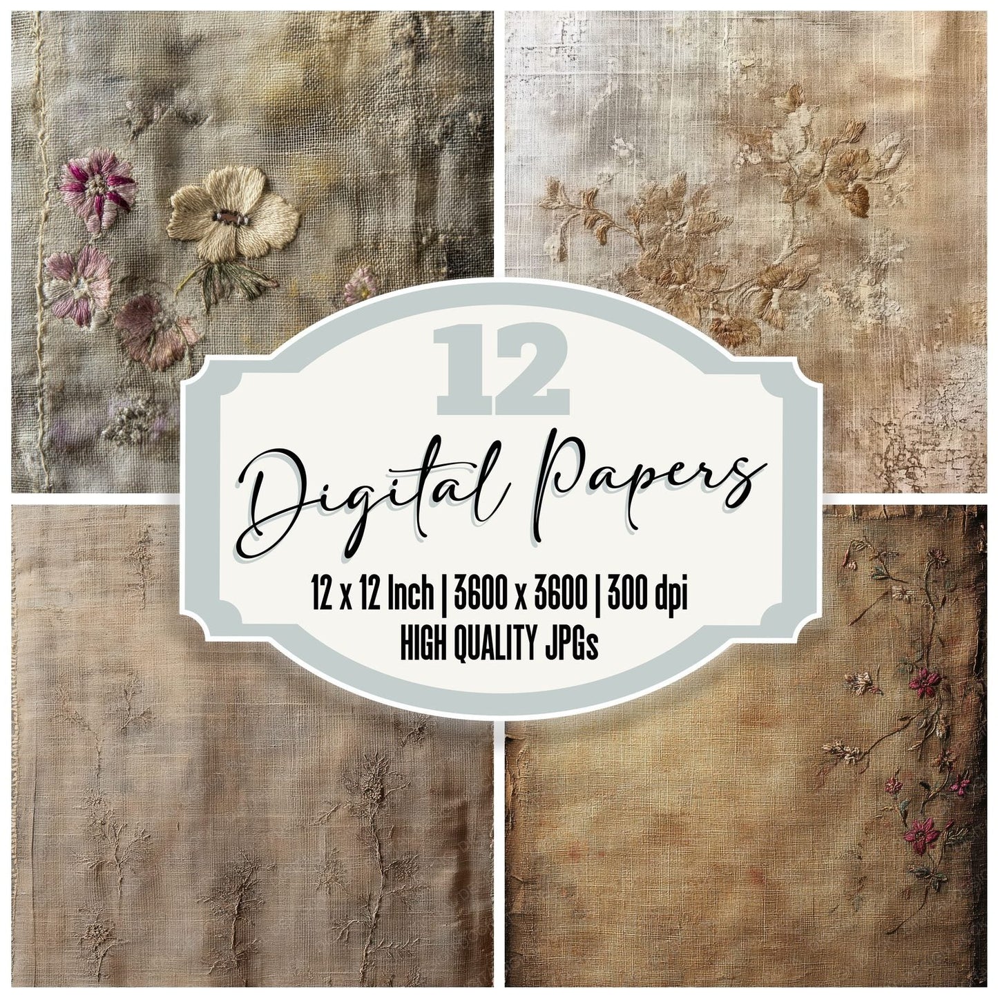 Faded Woven Textiles Background Digital Paper Pack (DDD001675)