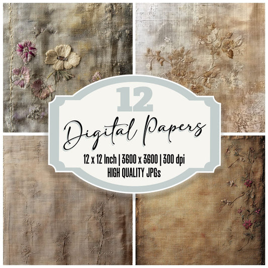 Faded Woven Textiles Background Digital Paper Pack (DDD001675)