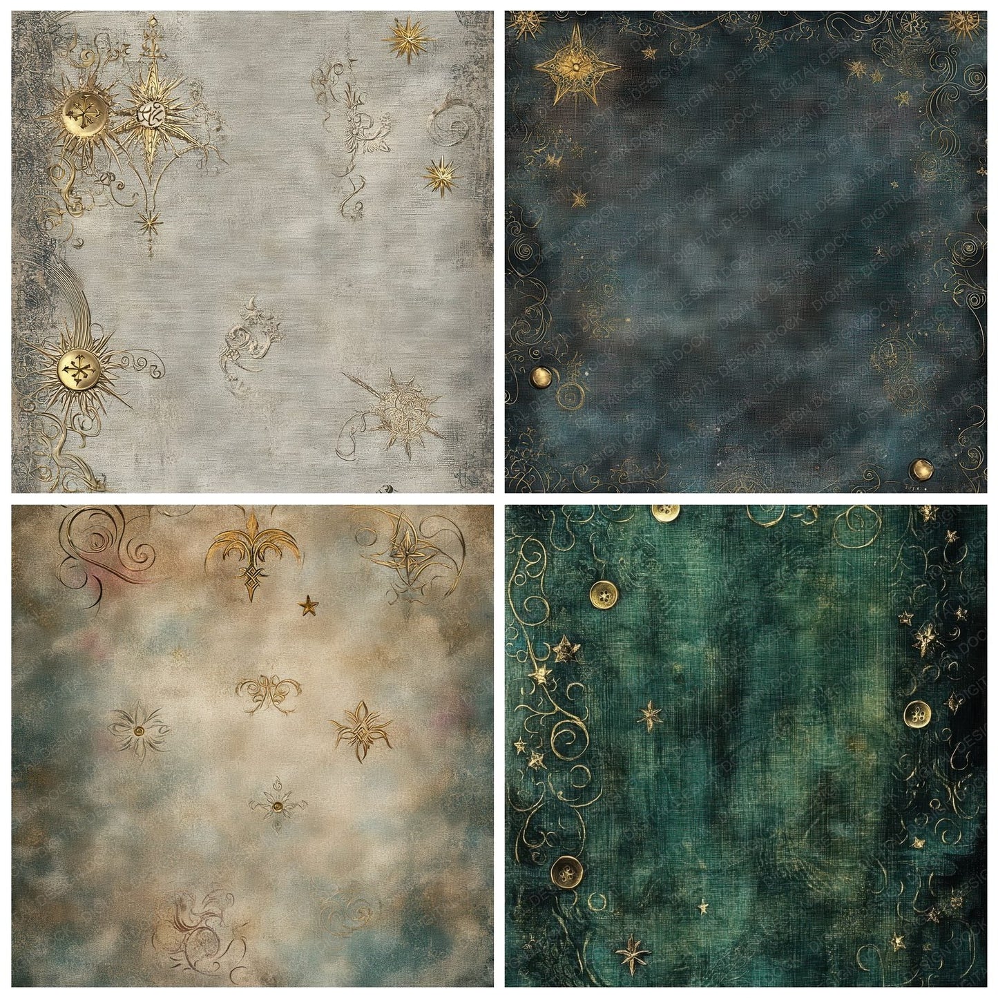 Fantasy Fairy Tale Tapestry Background Digital Paper Pack (DDD001680)