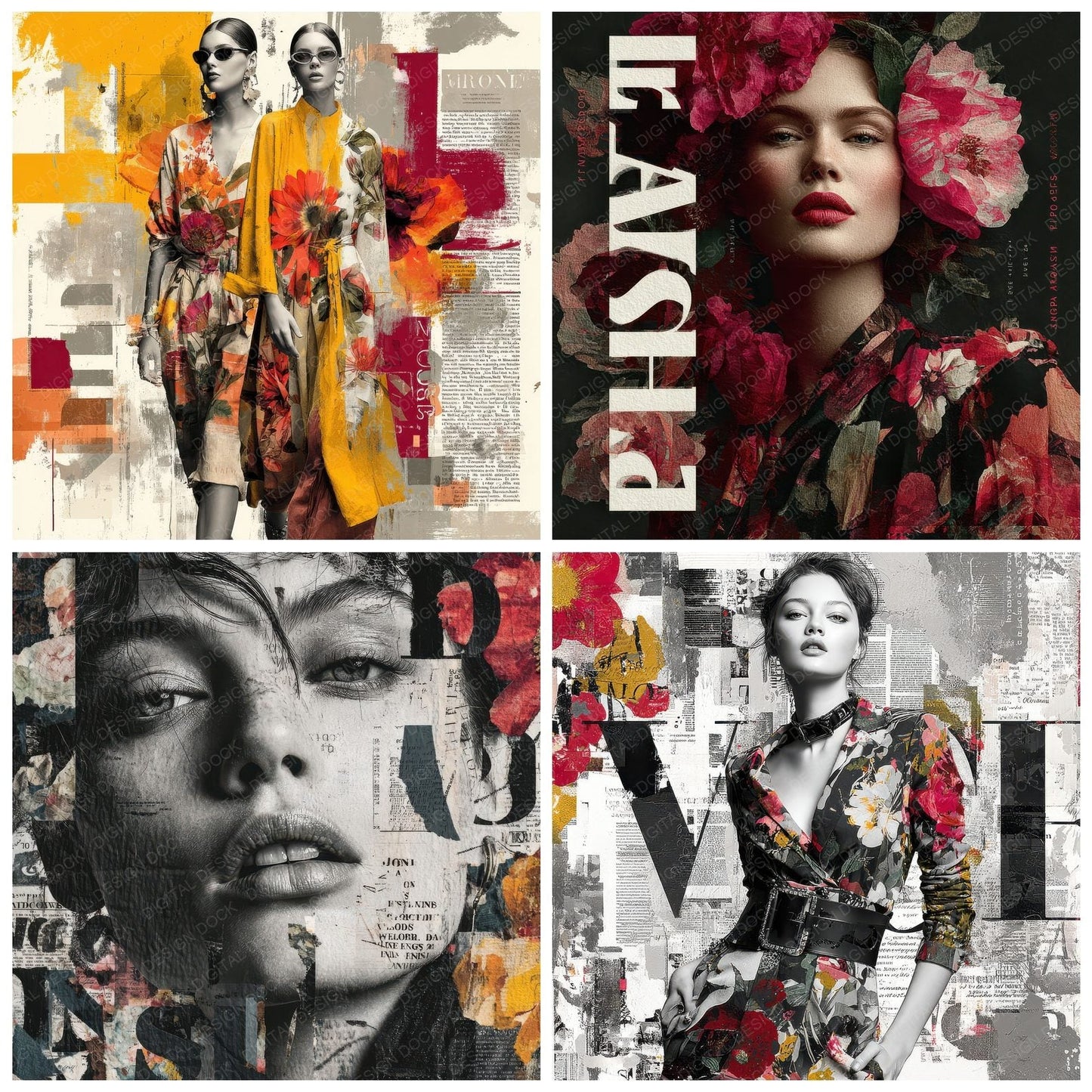 Fashion Mag Text Bloom Digital Paper Pack (DDD001682)