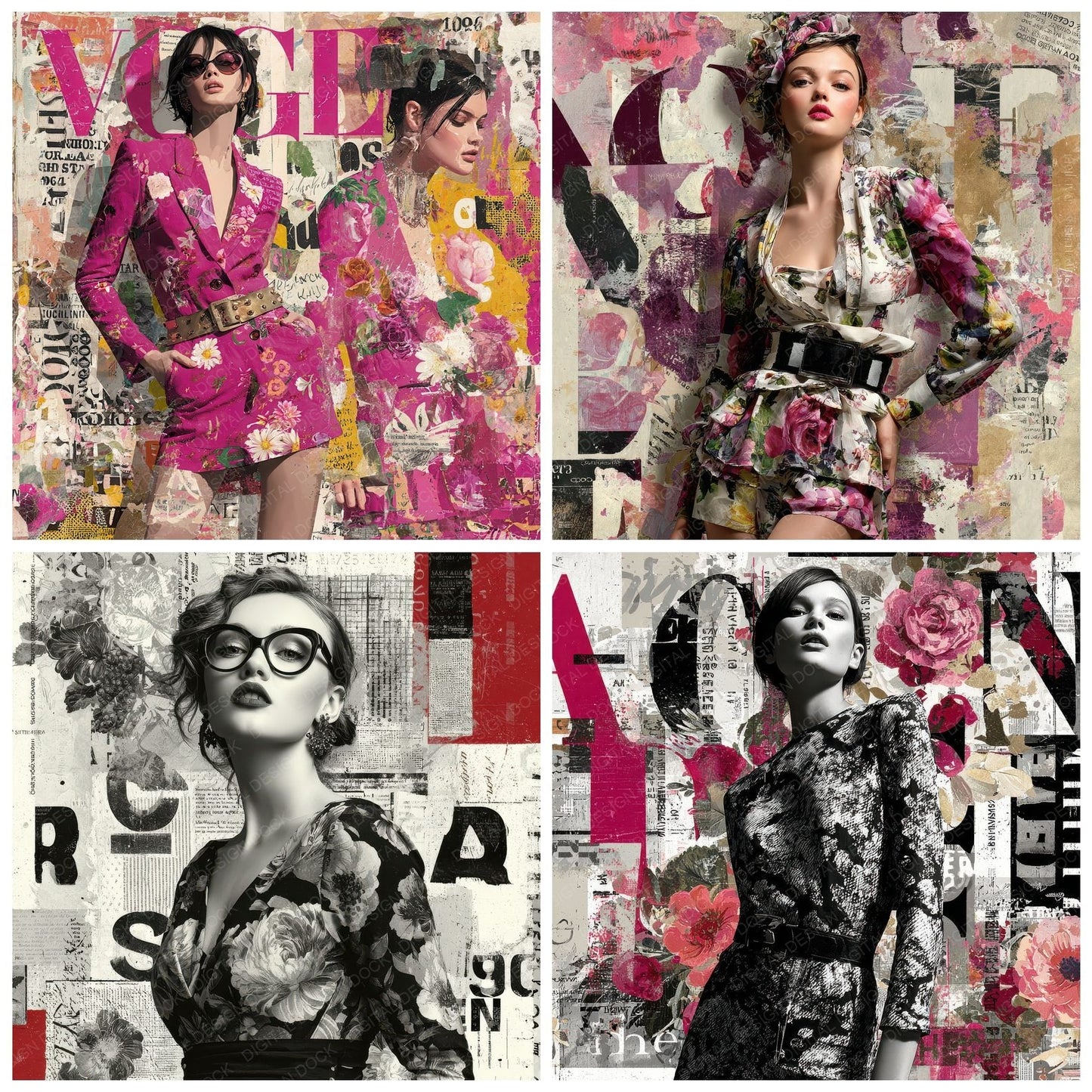 Fashion Mag Text Bloom Digital Paper Pack (DDD001682)