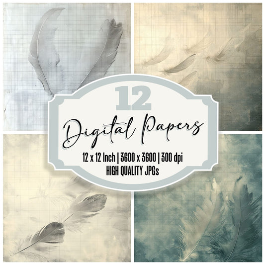 Feather Grid Drift Digital Paper Pack (DDD001687)