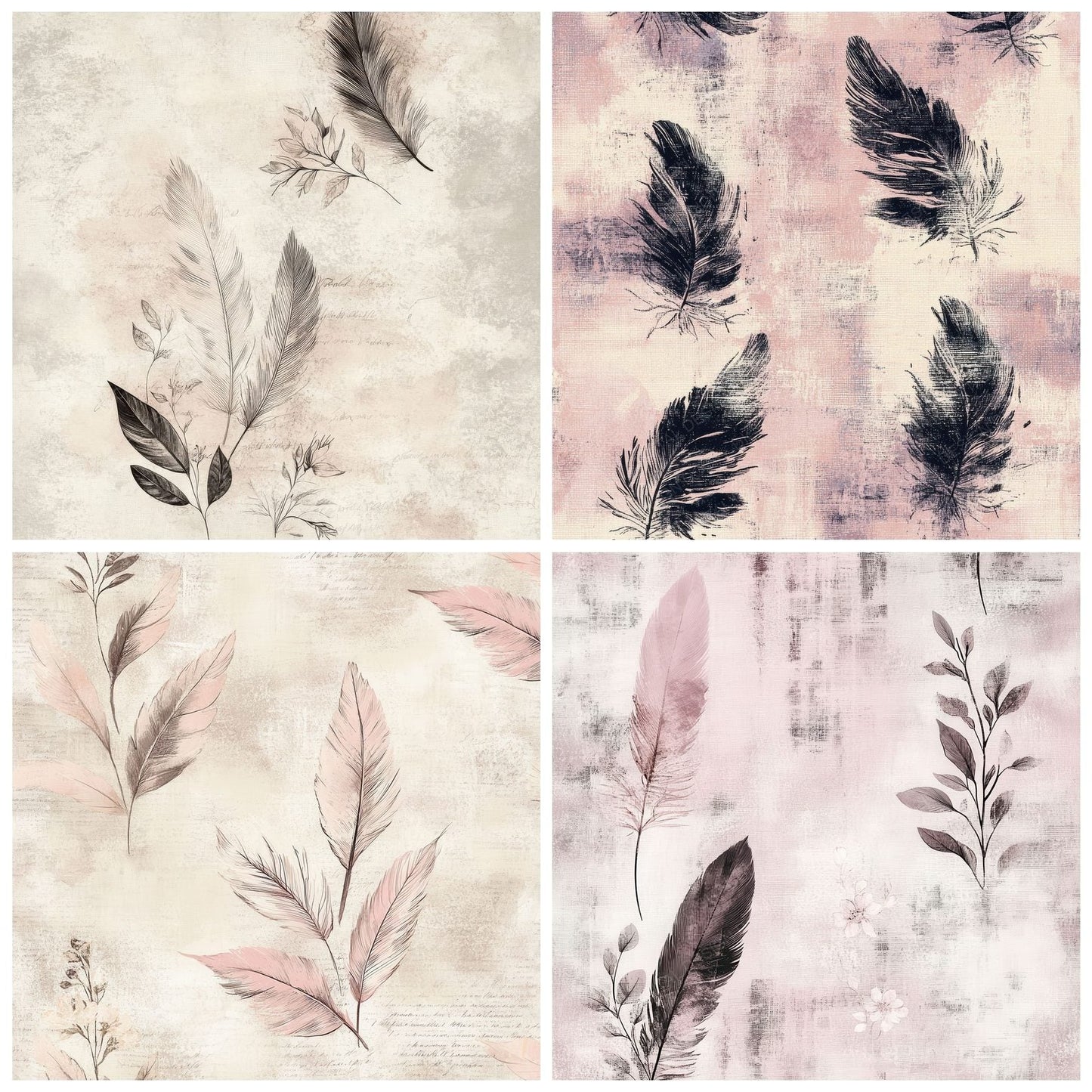 Feather Pink Blush Digital Paper Pack (DDD001689)