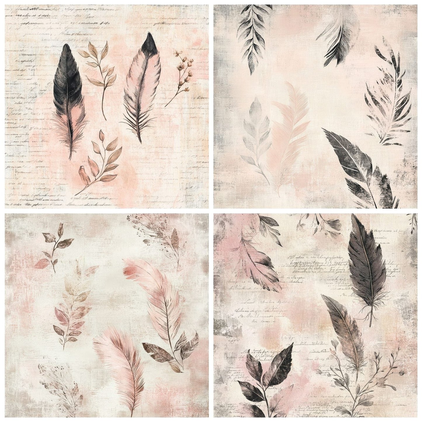Feather Pink Blush Digital Paper Pack (DDD001689)