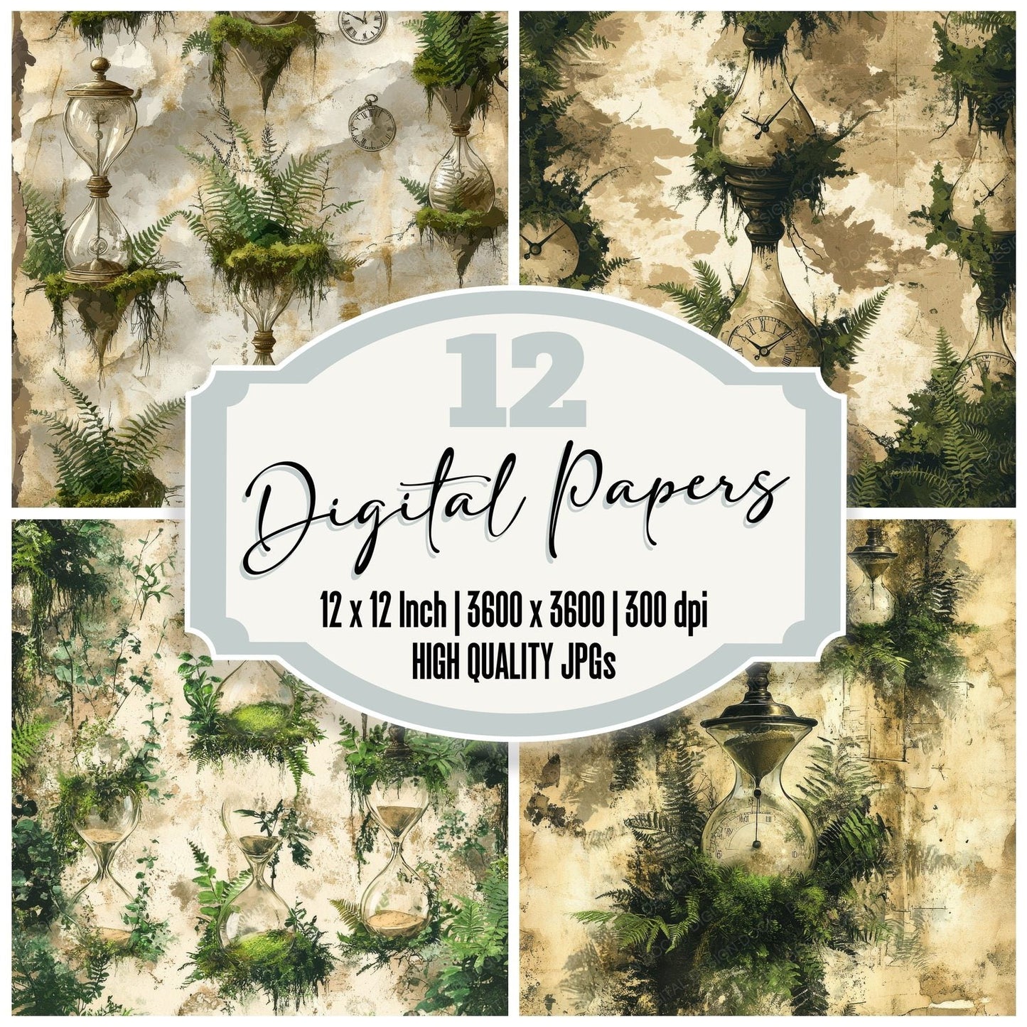 Fern Hourglass Sand Digital Paper Pack (DDD001696)