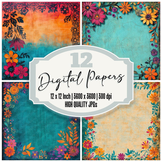 Fiesta Floral Digital Paper Pack (DDD001703)