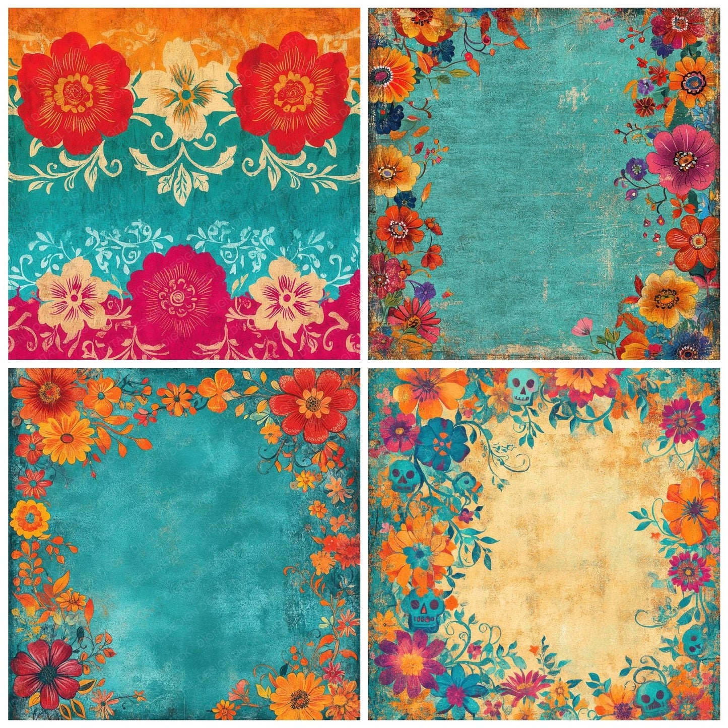 Fiesta Floral Digital Paper Pack (DDD001703)