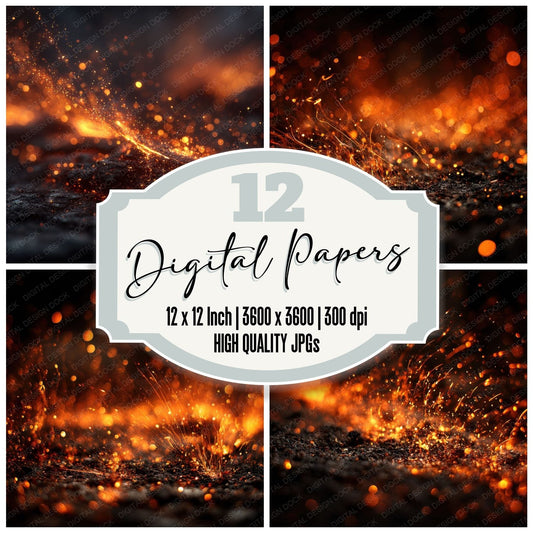Fire Inferno Embers Flying Digital Paper Pack (DDD001709)