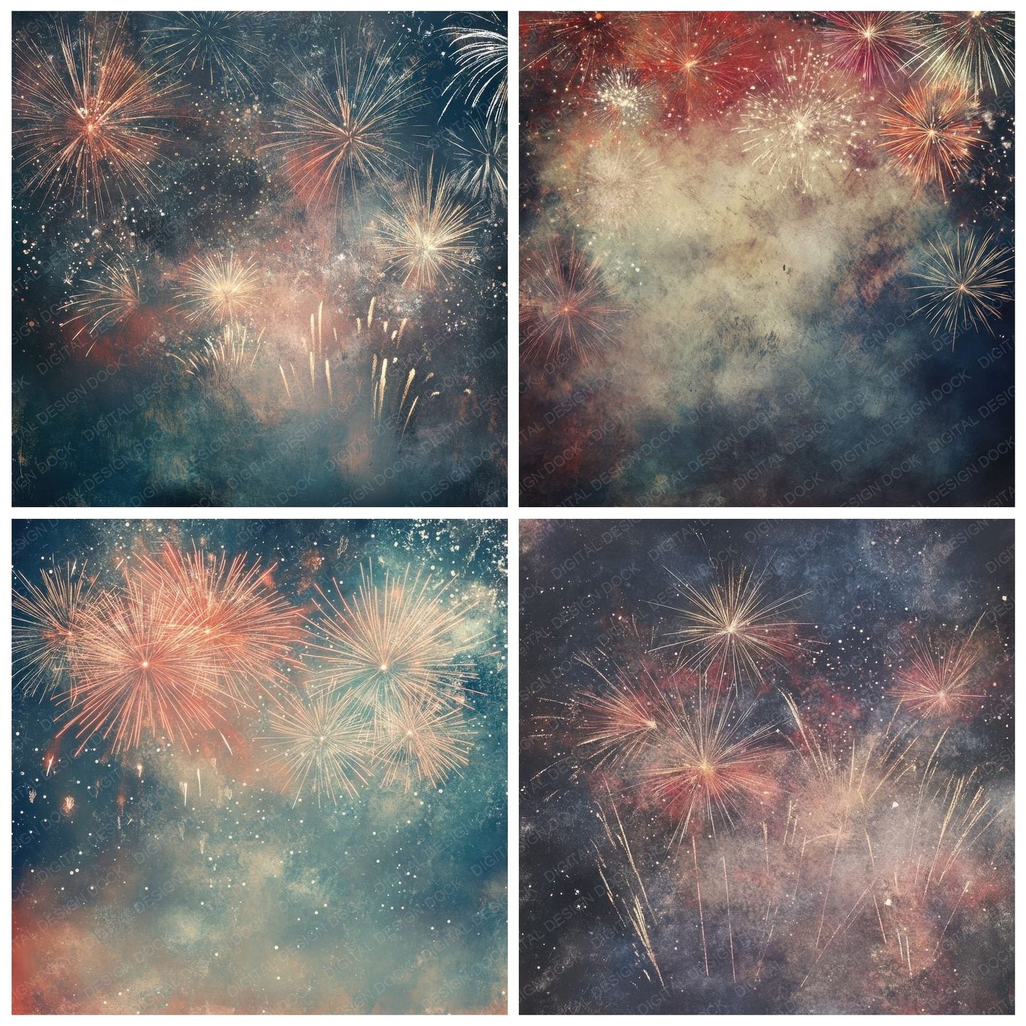 Fireworks Burst Sparkles Background Digital Paper Pack (DDD001716)