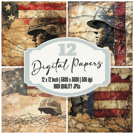 Flag Battle Tags Digital Paper Pack (DDD001720)
