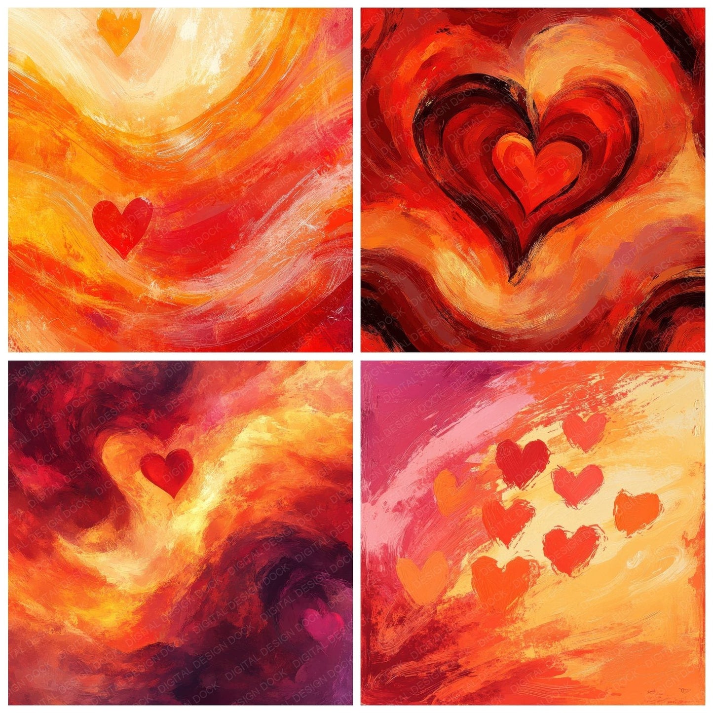 Flame Heart Swirl Digital Paper Pack (DDD001722)