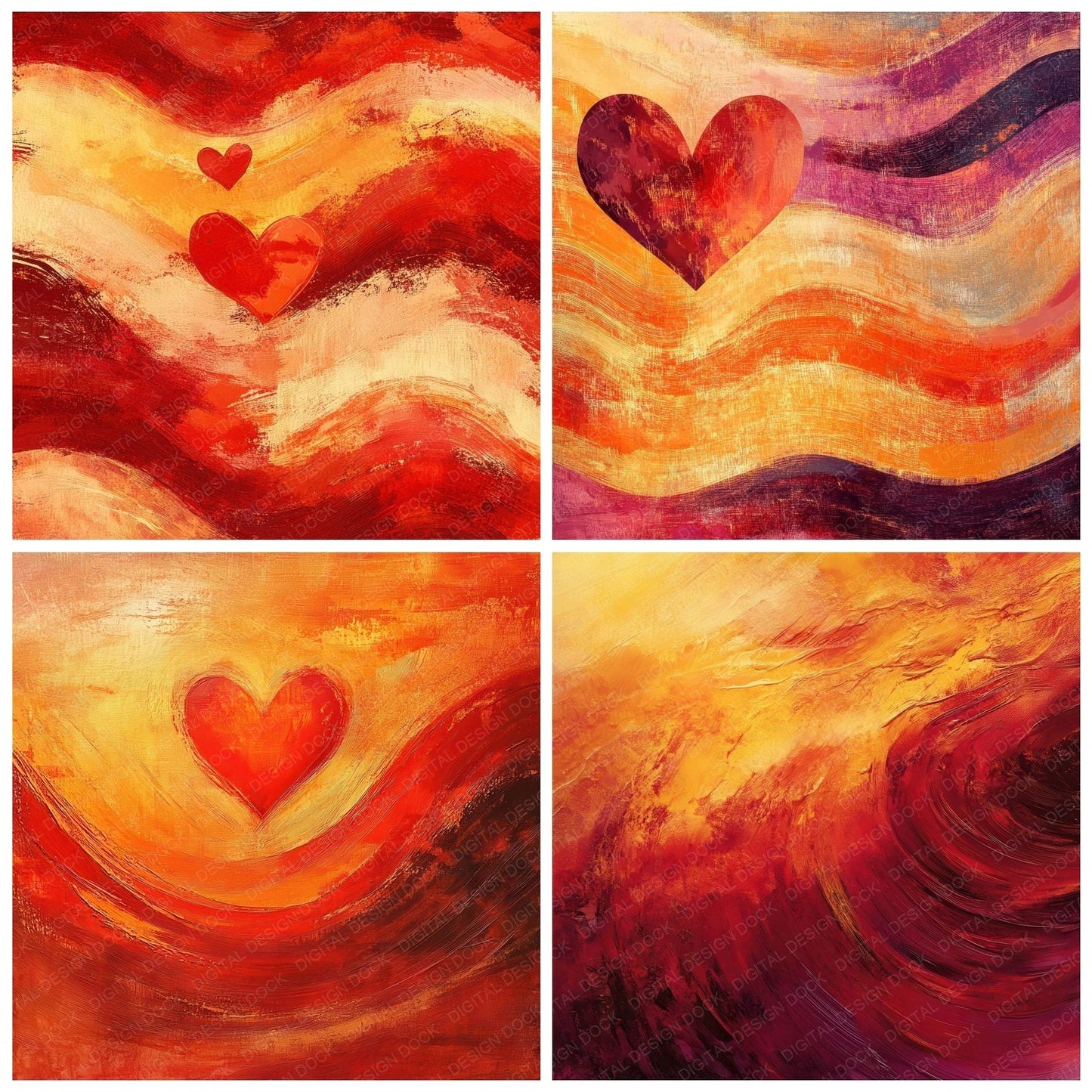 Flame Heart Swirl Digital Paper Pack (DDD001722)