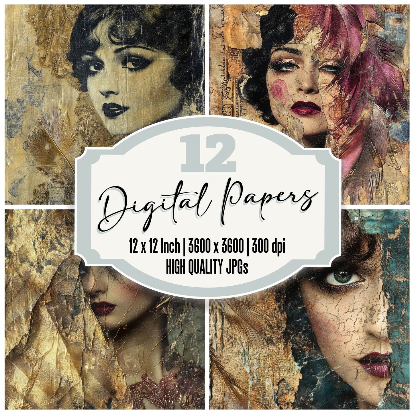 Flapper Girls Deco Digital Paper Pack (DDD001725)