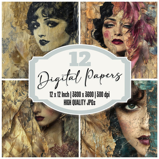 Flapper Girls Deco Digital Paper Pack (DDD001725)