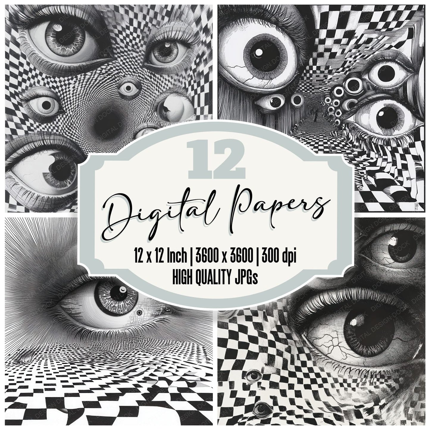 Floating Eye Grid Digital Paper Pack (DDD001728)
