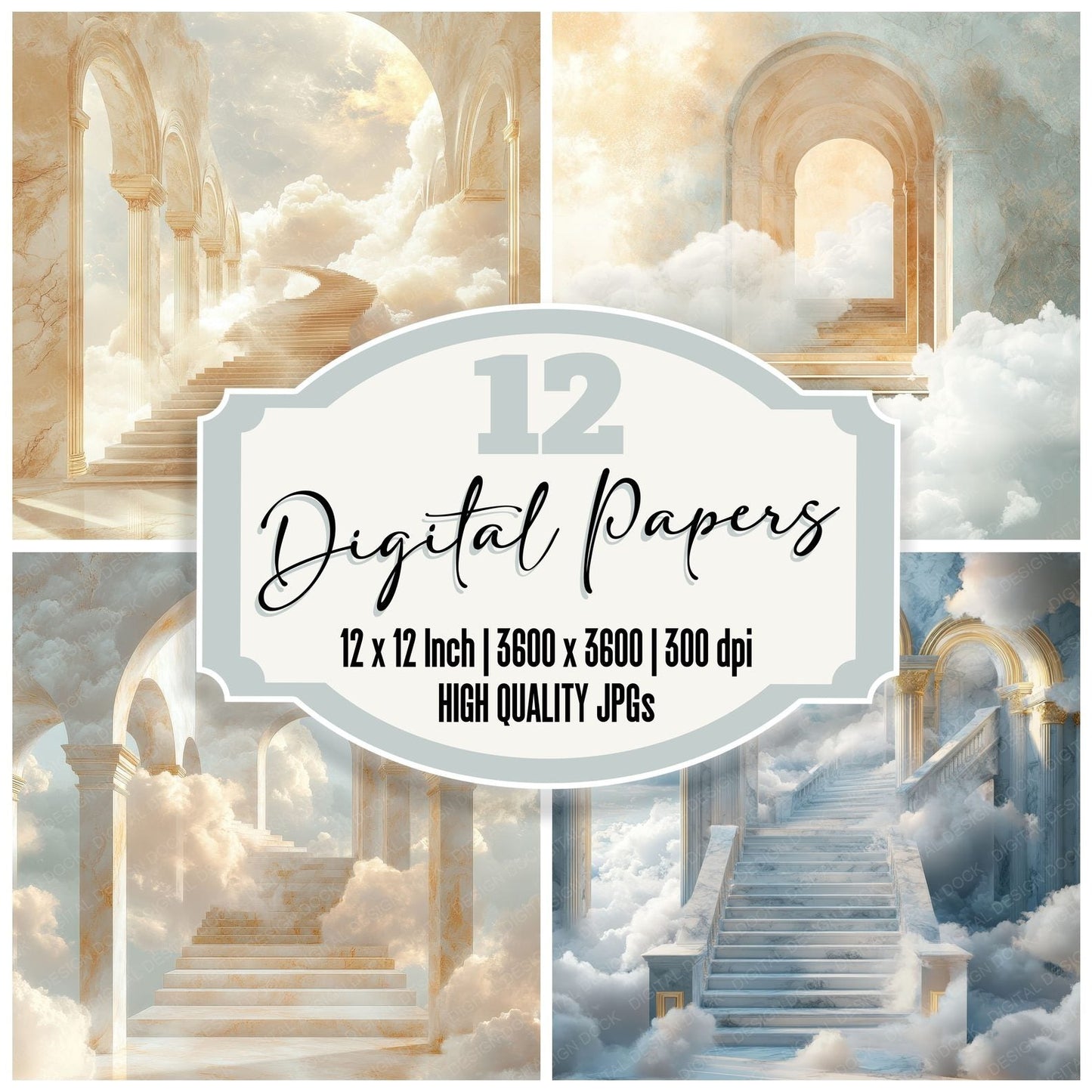 Floating Stairs Sky Digital Paper Pack (DDD001729)