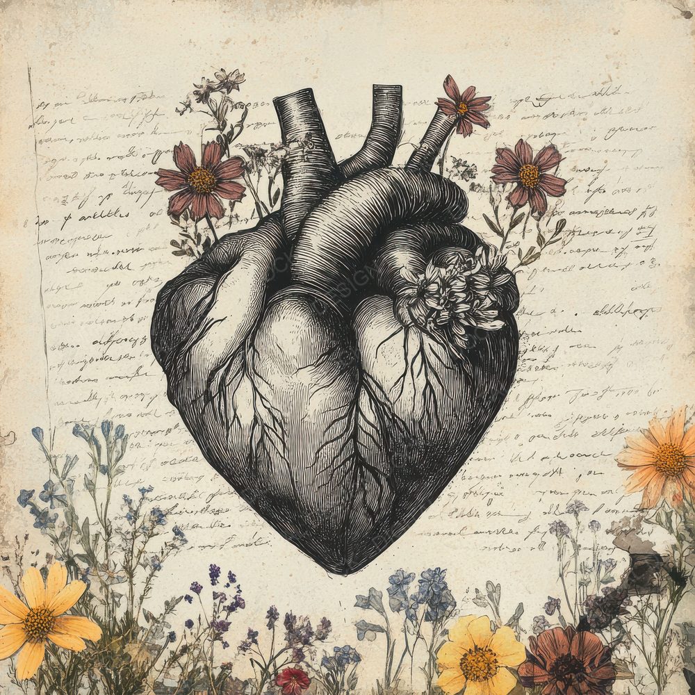 Floral Anatomical Heart Digital Paper Pack (DDD001730)