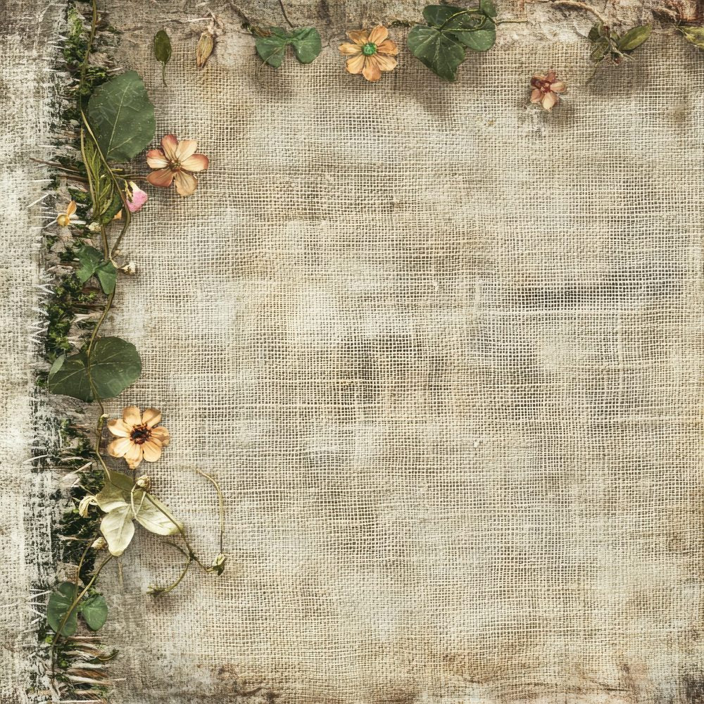 Floral Canvas Botanical Patches Background Digital Paper Pack (DDD001732)