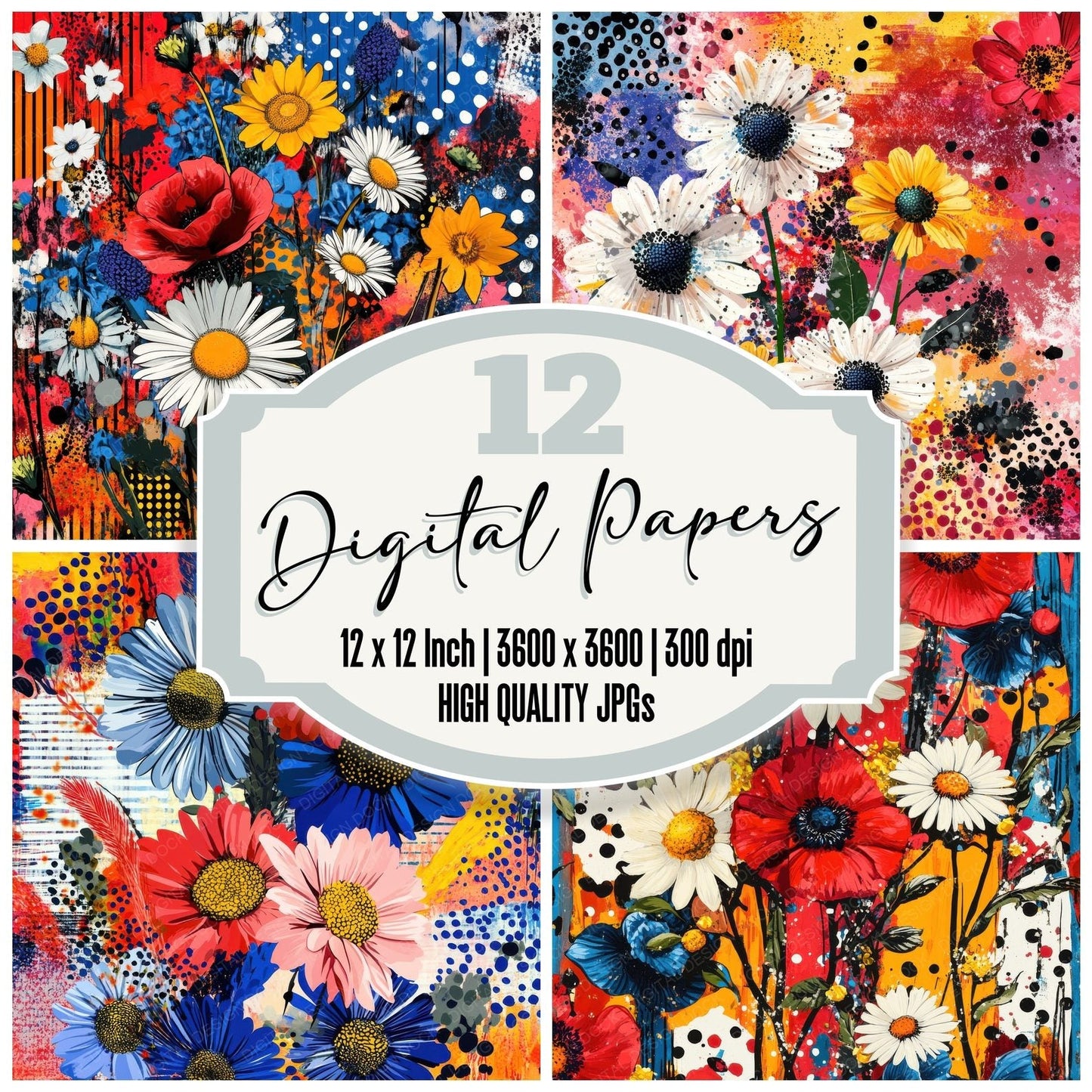 Floral Collage Chaos Digital Paper Pack (DDD001734)