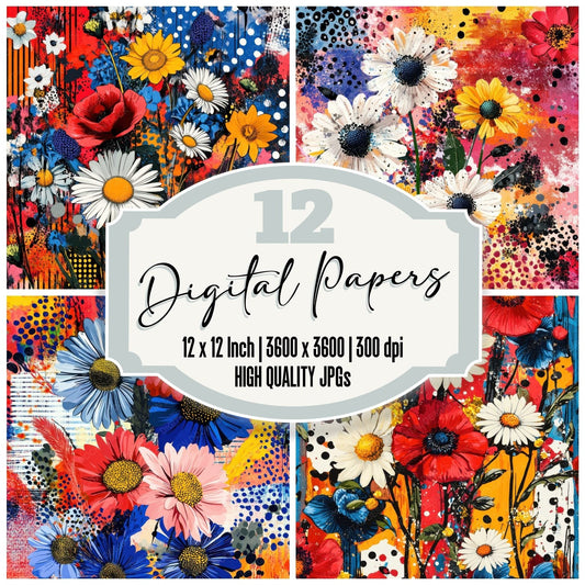 Floral Collage Chaos Digital Paper Pack (DDD001734)