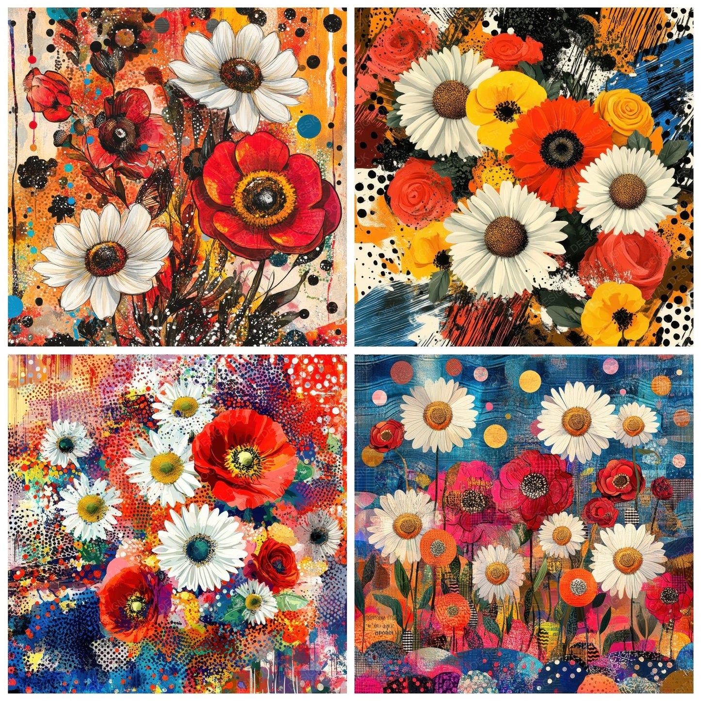 Floral Collage Chaos Digital Paper Pack (DDD001734)