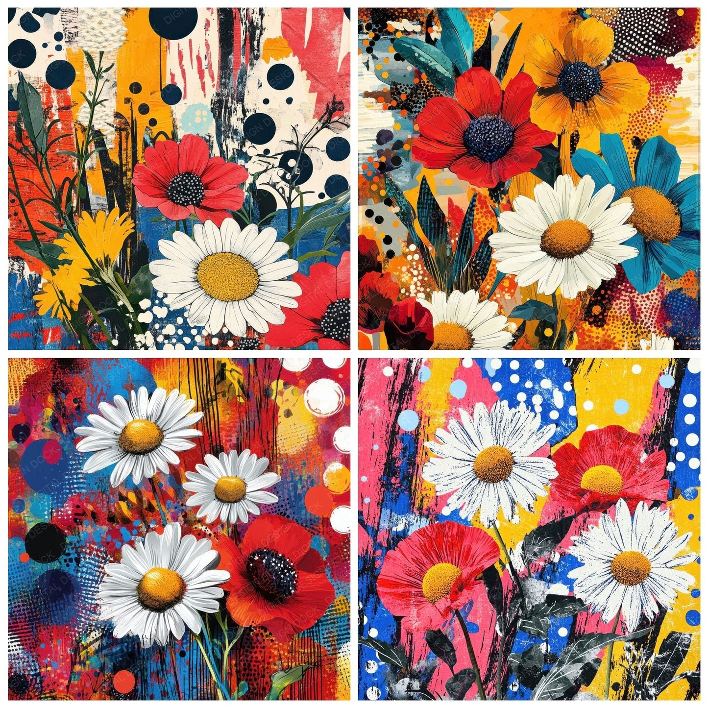 Floral Collage Chaos Digital Paper Pack (DDD001734)