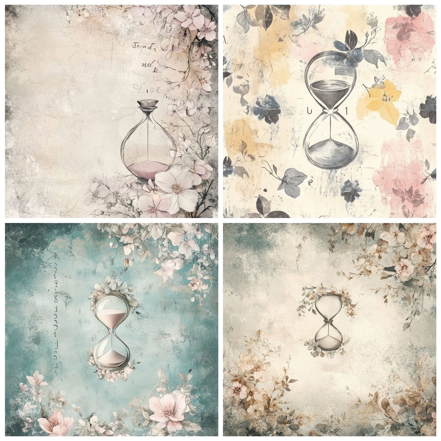 Floral Hourglass Fade Digital Paper Pack (DDD001737)