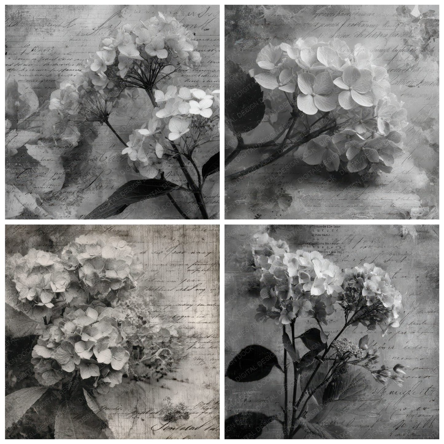 Fog Hydrangea Grain Digital Paper Pack (DDD001745)