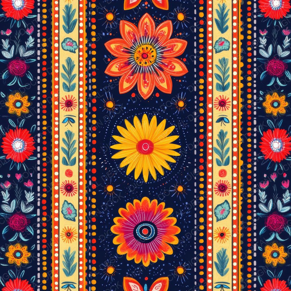 Folk Floral Fiesta Digital Paper Pack (DDD001757)