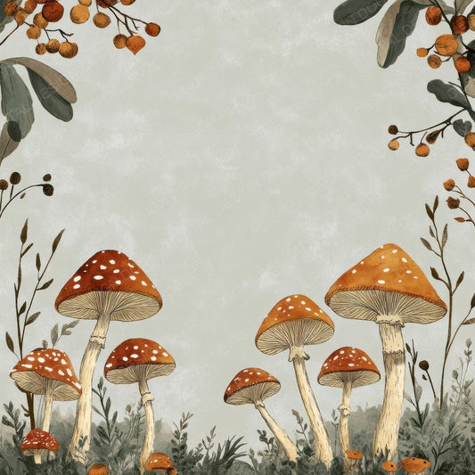 Folk Mushroom Frame Digital Paper Pack (DDD001763)