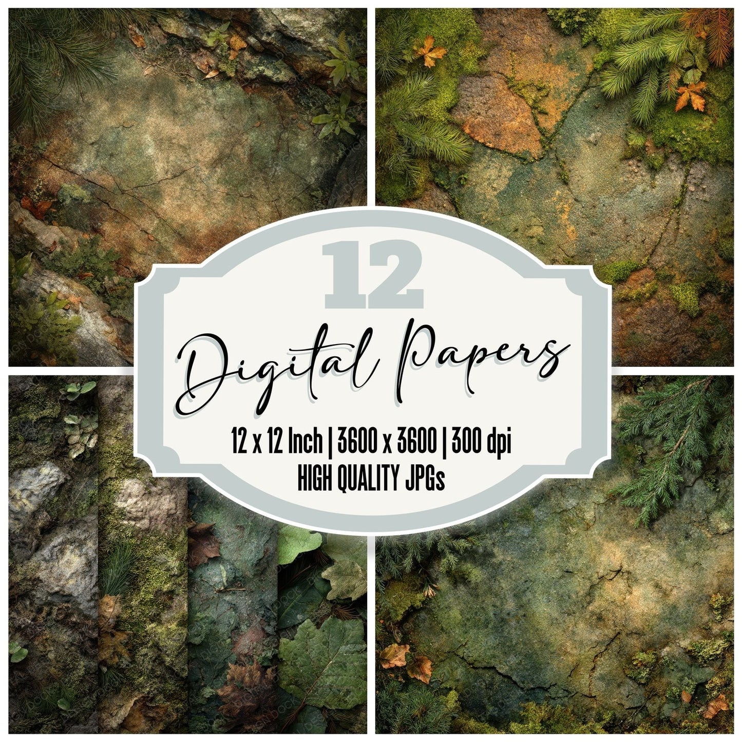 Forest Floor Leaf Moss Digital Paper Pack (DDD001771)